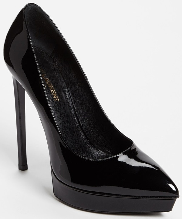 Saint Laurent "Janis" Pumps in Black Patent Leather