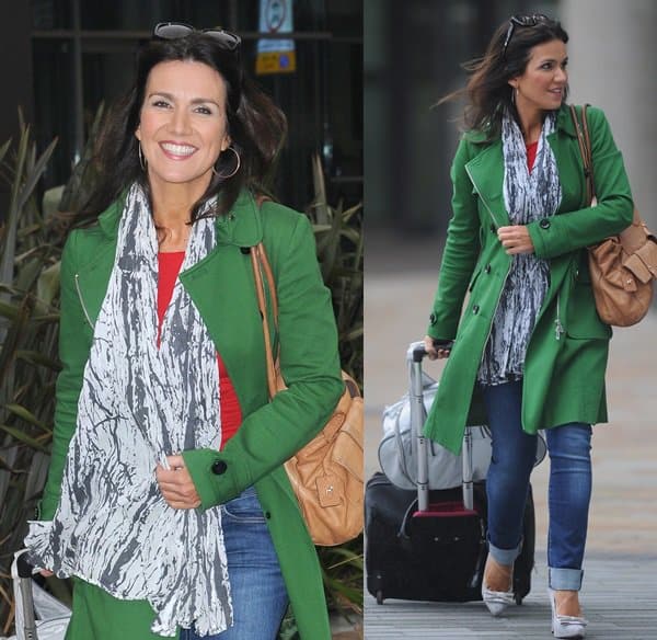 Susanna Reid exits the BBC Breakfast studios in a fall scarf after making an appearance on September 25, 2013
