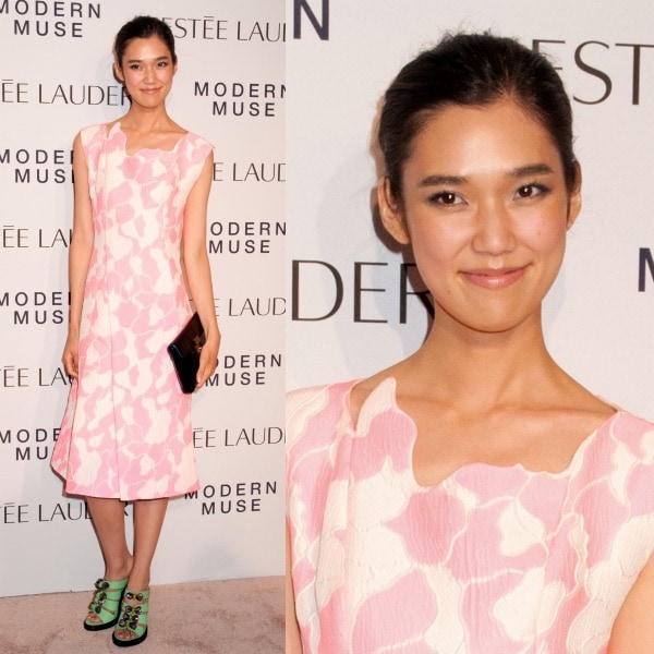 Tao Okamoto brought life to the party as she stepped out in bold colors