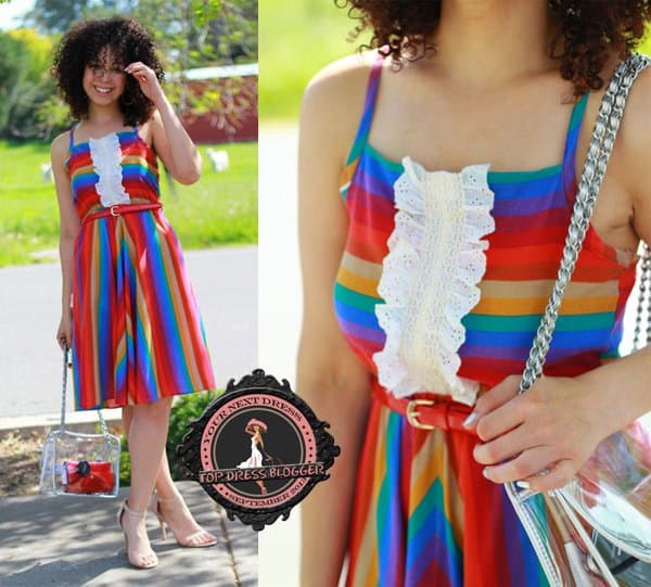 Amber's summery rainbow dress