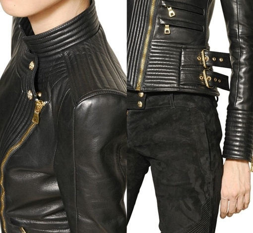 Detailed view of Balmain Nappa Leather Perfecto Jacket