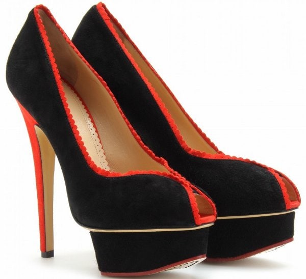 Charlotte Olympia "Daphne" Suede Pumps