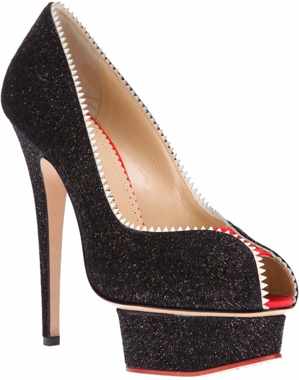 Charlotte Olympia "Daphne" Glitter Suede Pumps