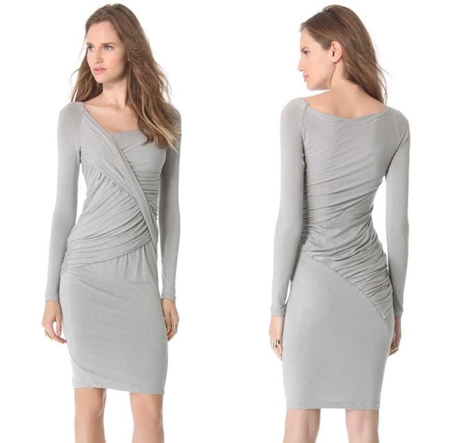 Donna Karan Draped Long Sleeve Dress