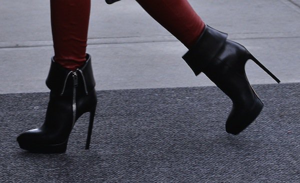 Hayden Panettiere in Saint Laurent “Janis” Side-Zip Ankle Boots