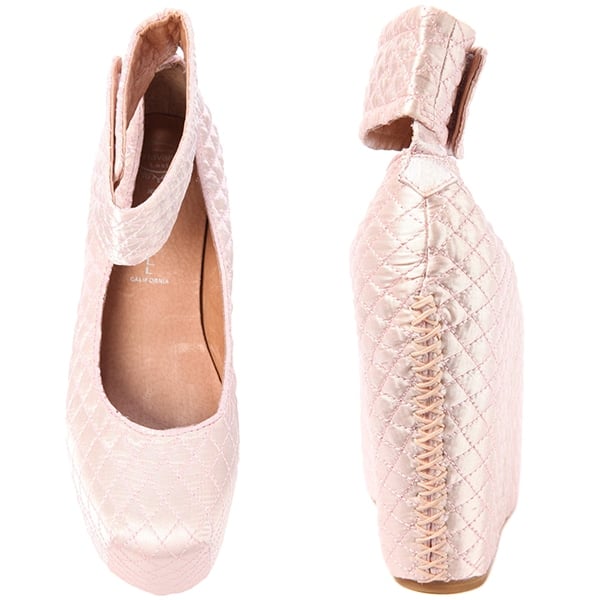 Jeffrey Campbell The Pointe Platform in Quilted Pink Satin