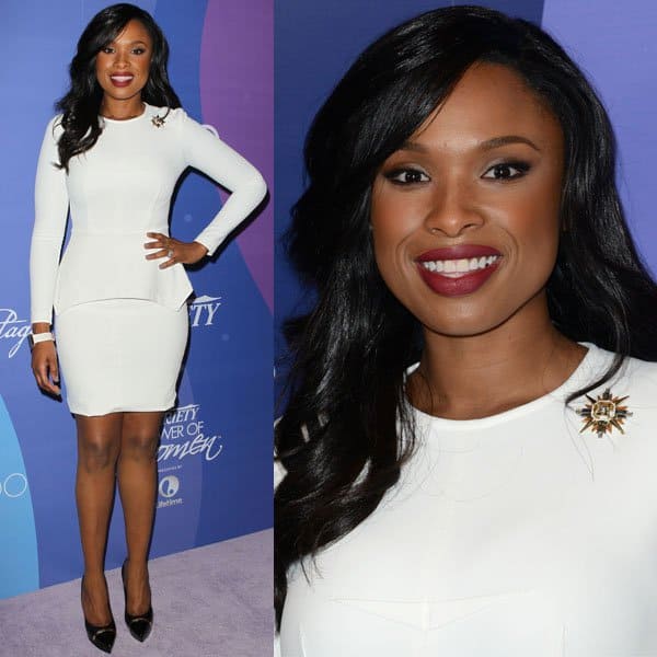 Jennifer Hudson wore an updated (a.k.a. less frills, more fun) peplum dress by Yigal Azrouël