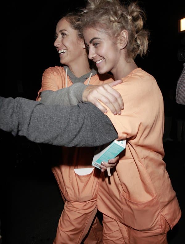 Julianne Hough as Suzanne "Crazy Eyes" Warren from 'Orange is the New Black' at a Halloween party, drawing controversy for her use of blackface makeup