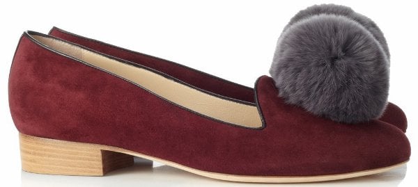 Liam Fahy Burgundy Pompom Loafers