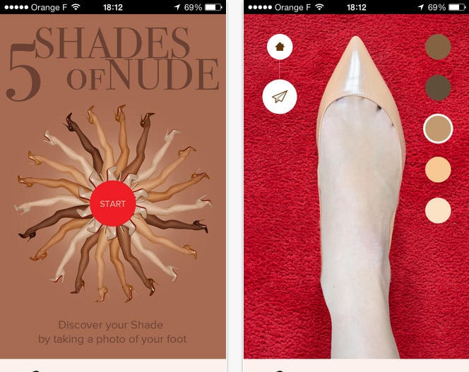 iPhone screenshots of the Louboutin Shades iPhone app