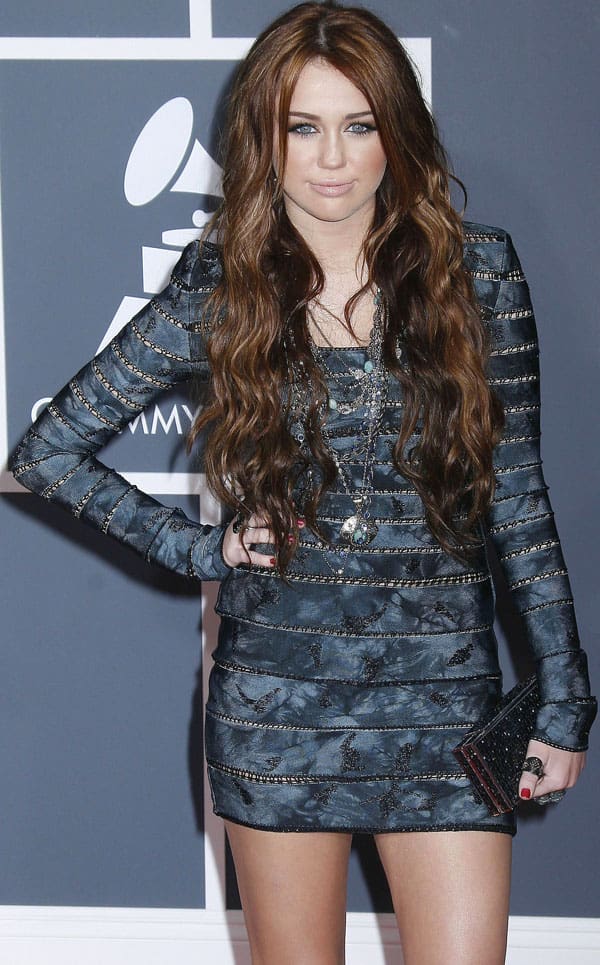 Miley Cyrus arrives at the 52nd Annual GRAMMY Awards