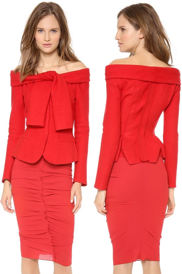 Nina Ricci Tie Shoulder Wool Jacket