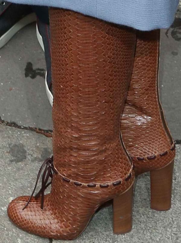 Olivia Palermo's Chloe python back zip knee boots