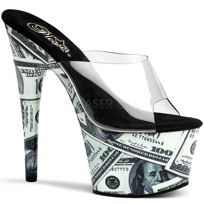 Pleaser Money Print Platform Sandals