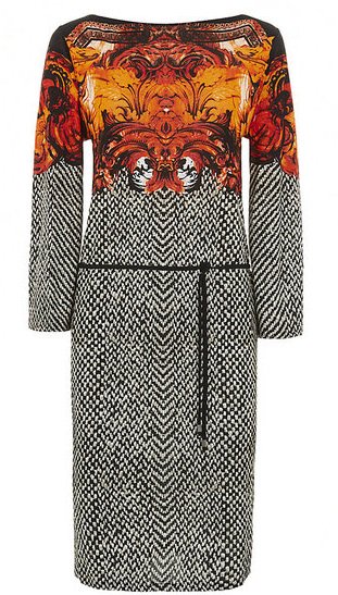 Roberto Cavalli Printed Tunic Dress, featuring a striking herringbone and bright print design, priced at £805.00