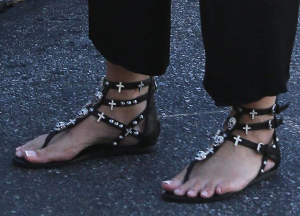 Sharon Stone wearing 'Odyssee' sandals from Ash
