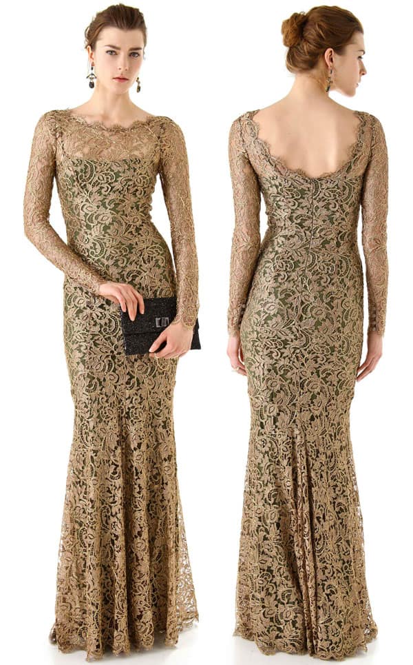 Temperley London Ariel Lace Maxi Dress in gold