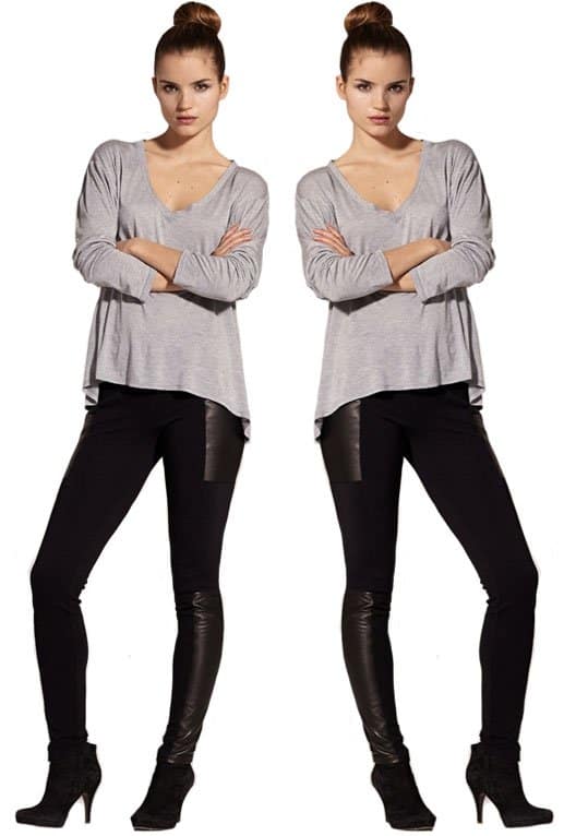 Black Twenty Tees Ponte Leggings with Leather Patches