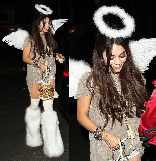 Vanessa Hudgens exuding bohemian vibes at a Beverly Hills Halloween party, October 26, 2013