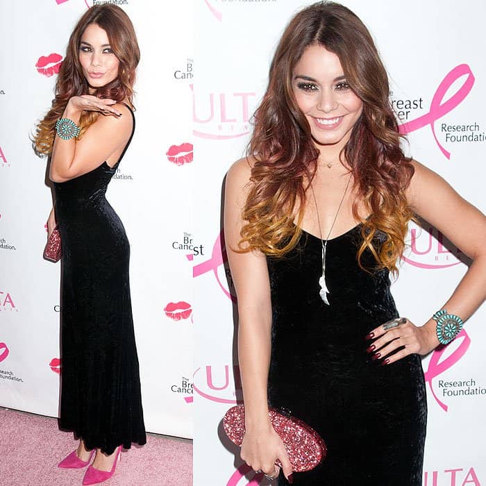 Vanessa Hudgens at the ULTA Beauty's 'Donate with a Kiss' event to launch the ULTA Beauty Kiss Kart and its fundraising efforts for the Breast Cancer Research Foundation at The Nomad Hotel rooftop in New York City on October 3, 2013