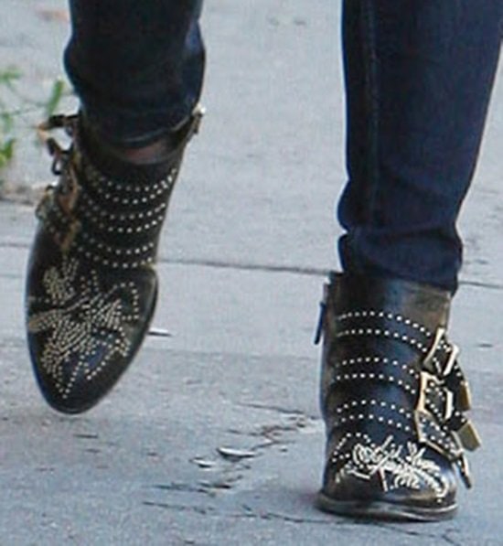 Ashley Greene wearing Chloe Susanna studded buckled boots