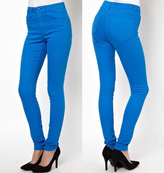 ASOS "Ridley" High-Waist Skinny Jeans in Electric Blue