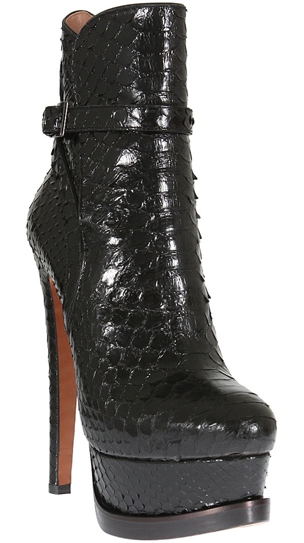 Azzedine Alaïa Black Glazed Python Bootie