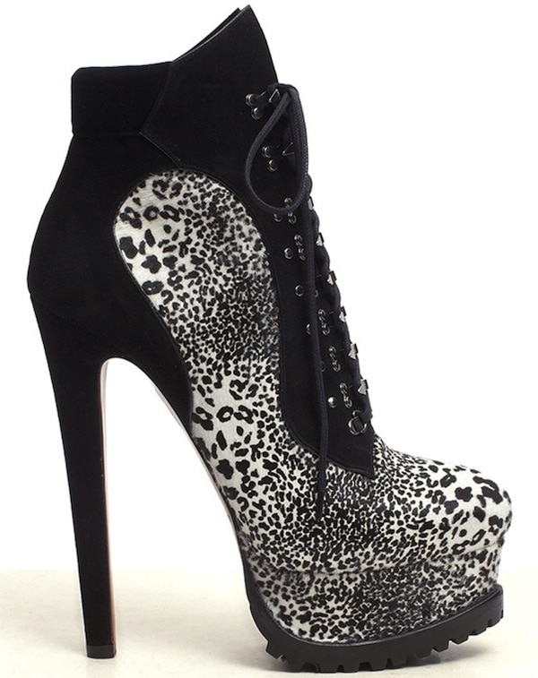 Azzedine Alaia Lace-up Leopard Print Platform Boot