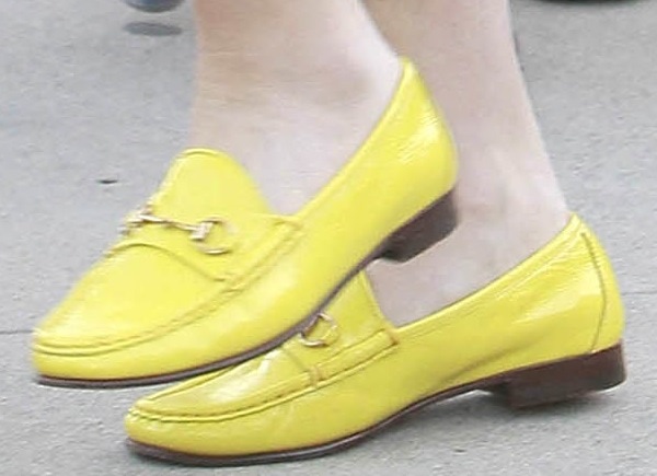 Gwen Stefani in yellow loafers by Gucci