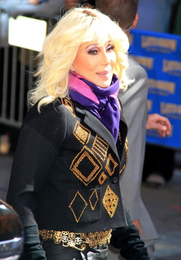 Cher arrives for the 'Late Show with David Letterman' at Ed Sullivan Theater on September 24, 2013, in New York City