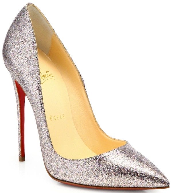 Christian Louboutin Silver "So Kate" Glitter Pumps