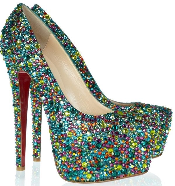 Christian Louboutin Crystal-Embellished Daffodile 160 mm Pumps in Candy Green