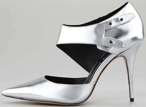 Elizabeth and James Silver Metallic Cutout Pumps