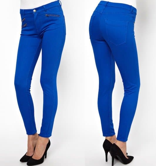 French Connection "Lilly" Zip Skinny Jeans in Electricity Blue