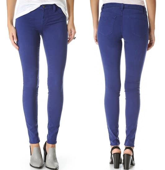 J Brand '485' Super Skinny Luxe Sateen Jeans in Blueberry