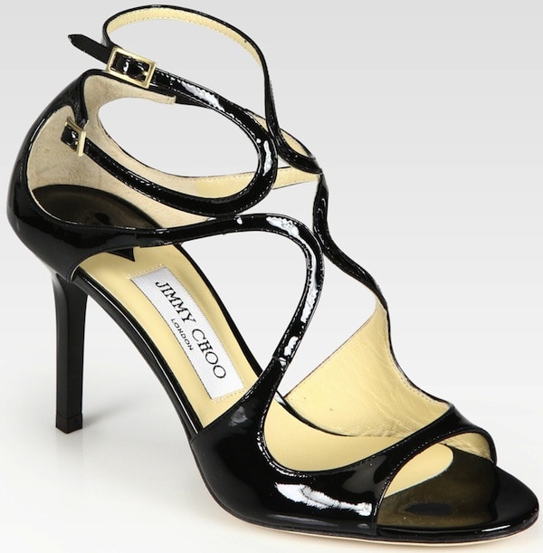 Jimmy Choo "Ivette" Strappy Patent Leather Sandals