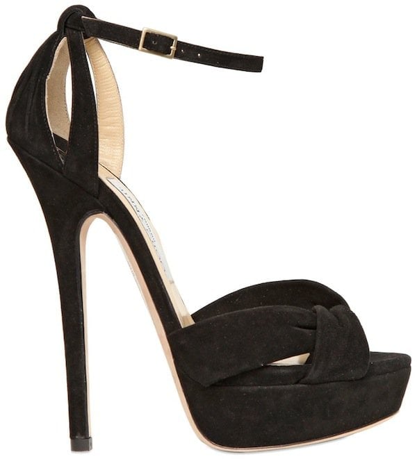 Jimmy Choo "Greta" Suede Sandals in Black