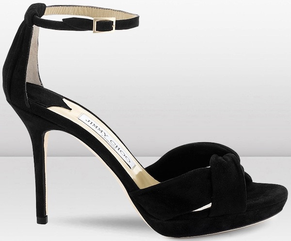 Jimmy Choo "Marion" Platform Sandals in Black Suede