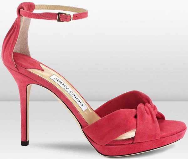 Jimmy Choo "Marion" Platform Sandals in Geranium Suede