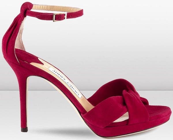 Jimmy Choo "Marion" Platform Sandals in Raspberry Suede