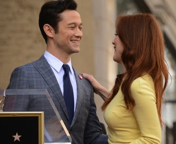 Julianne Moore and Joseph Gordon-Levitt share a moment as the actress receives her star on the Hollywood Walk of Fame