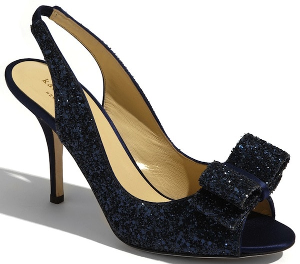 Kate Spade "Charm" Slingback Pump in Navy Glitter