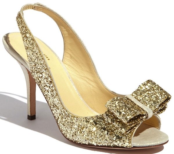 Kate Spade "Charm" Slingback Pump in Platinum Glitter