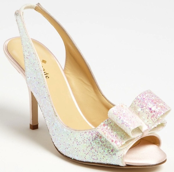 Kate Spade "Charm" Slingback Pump in White Multi Glitter