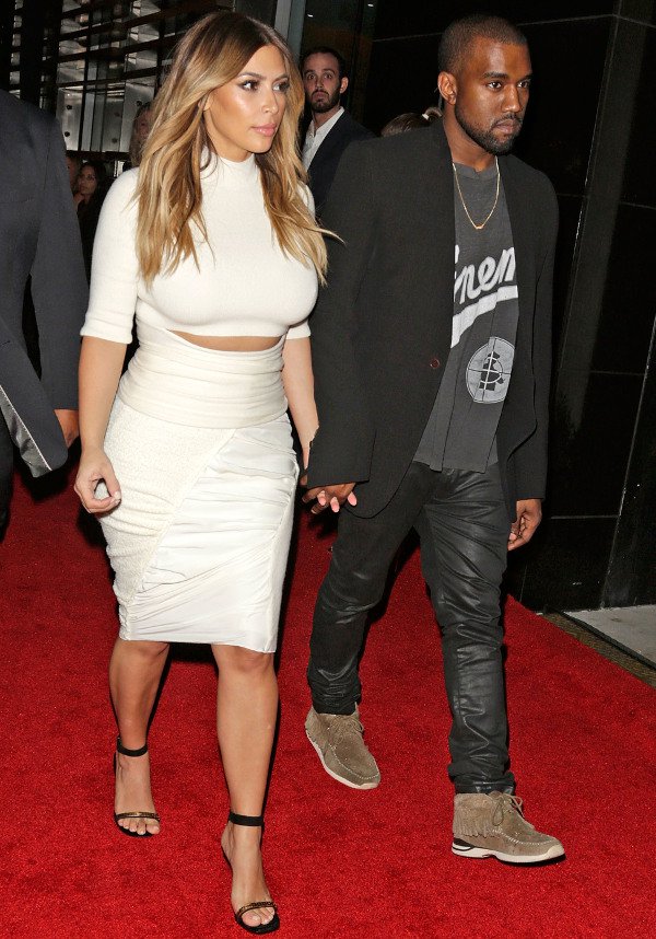 Kim Kardashian and Kanye West at Gelila & Wolfgang Puck’s Dream for Future Africa Foundation honoring Vogue Italia Editor-In-Chief Franca Sozzani at Spago in Beverly Hills on October 24, 2013