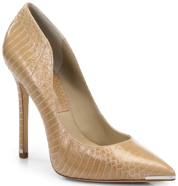 Michael Kors "Avra" Snakeskin Pumps in Toffee