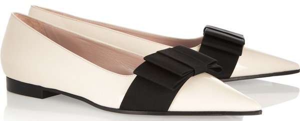 Miu Miu Bow-Embellished Patent Leather Loafers