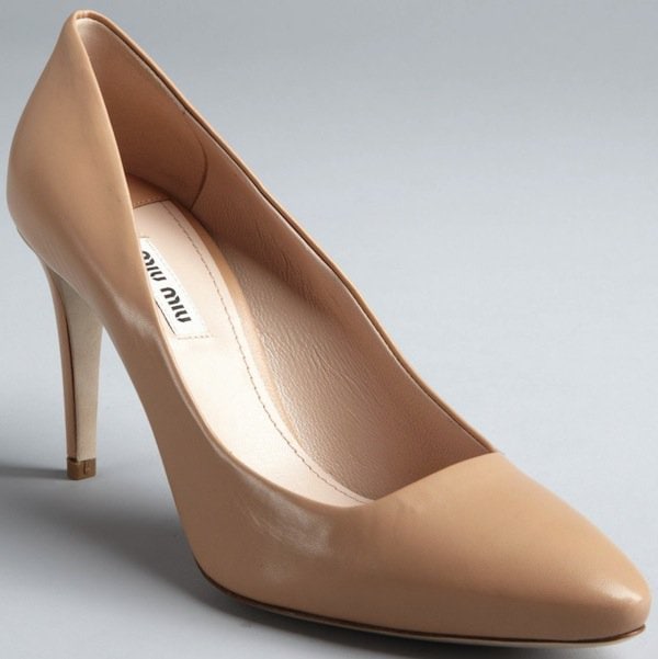 Miu Miu Nude Leather Pointed Toe Pump