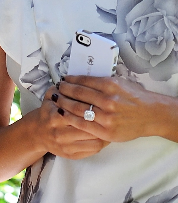 Naya Rivera flashing her engagement ring while wedding dress shopping