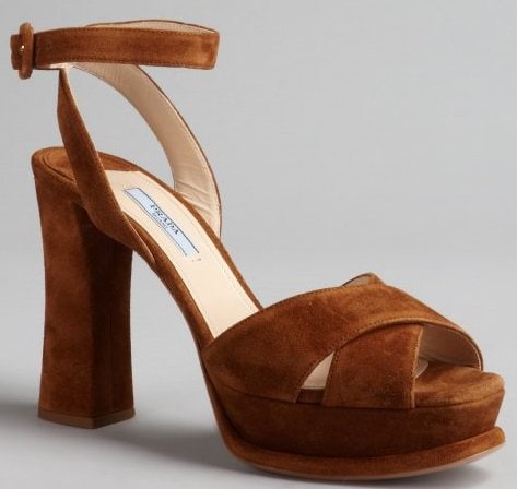 Prada Suede Cross-Strap Sandals